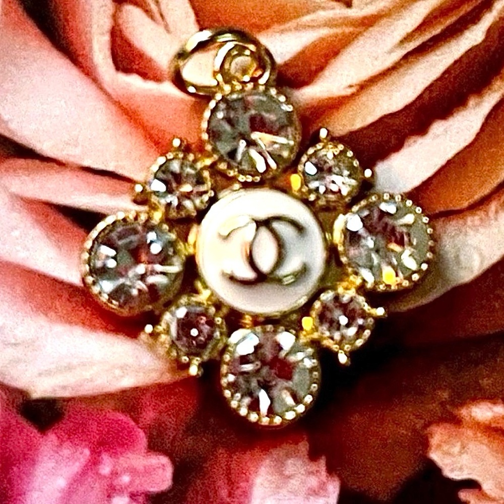 New Rhinestone Cluster Double C Zipper Pull Charm